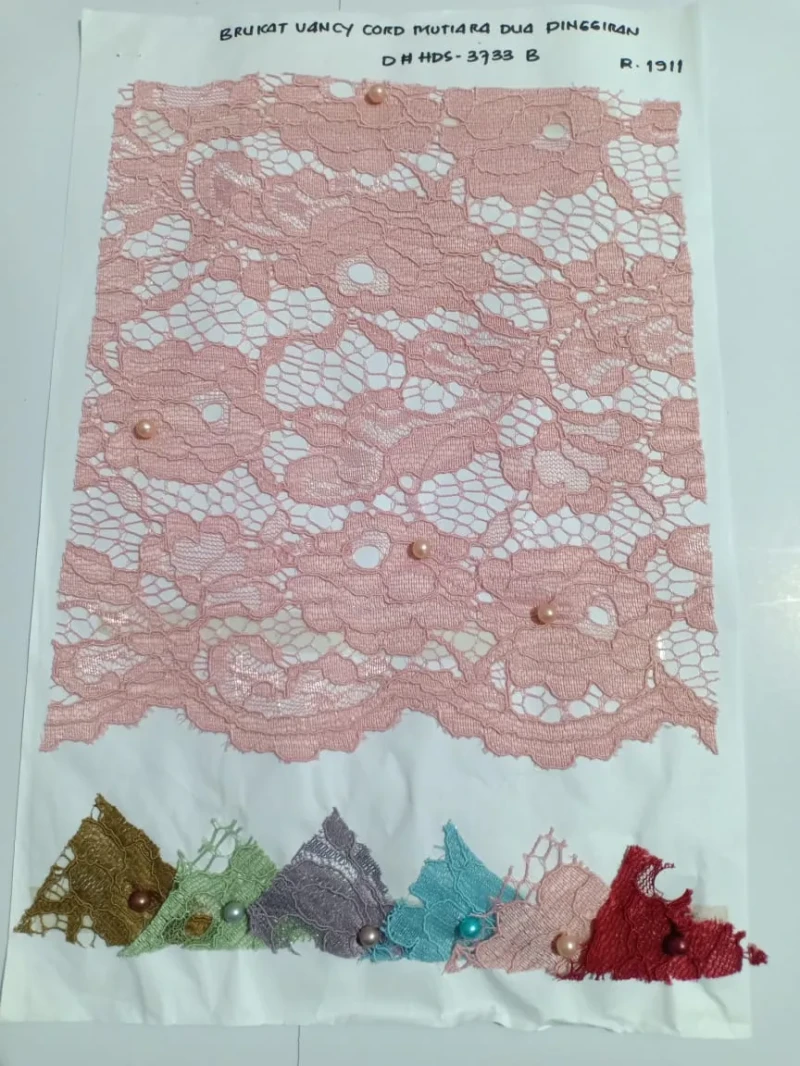 Brukat Vancy Cord Mutiara Dua Pinggiran 